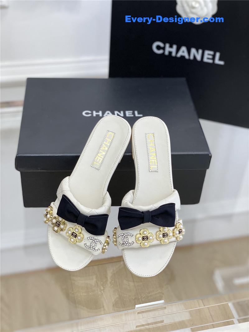 CC new bowknot flower buckle slippers