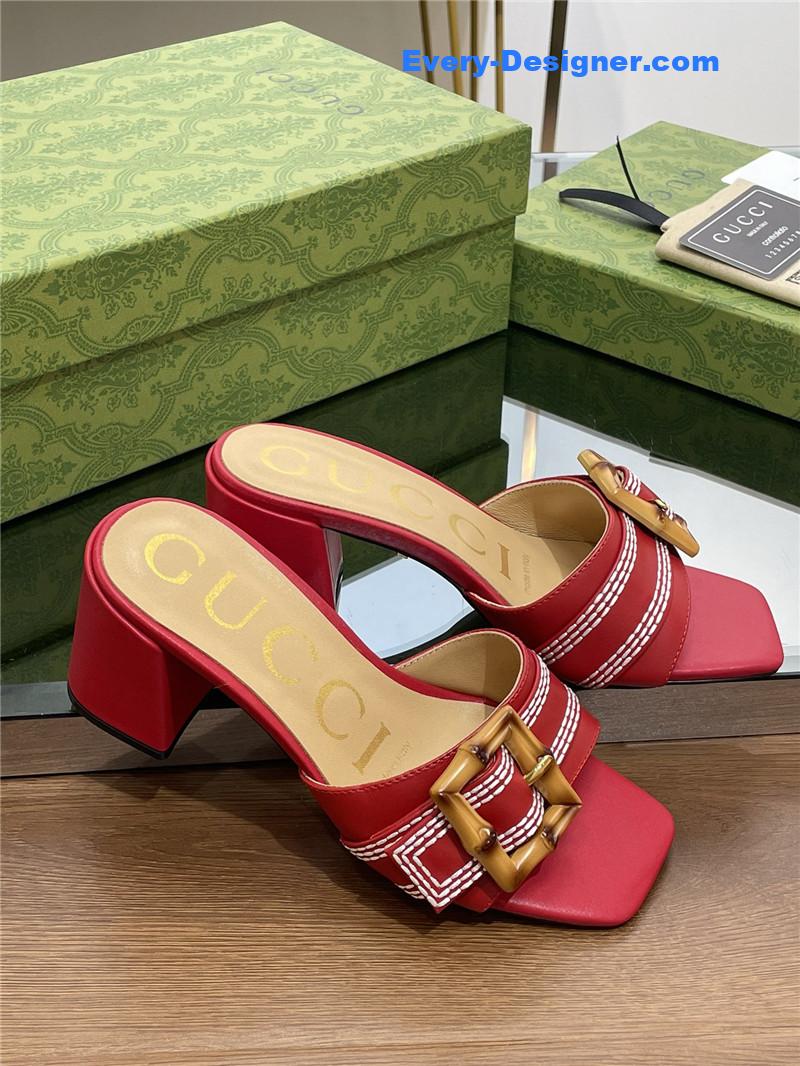 Gucci chunky heel bamboo buckle sandals