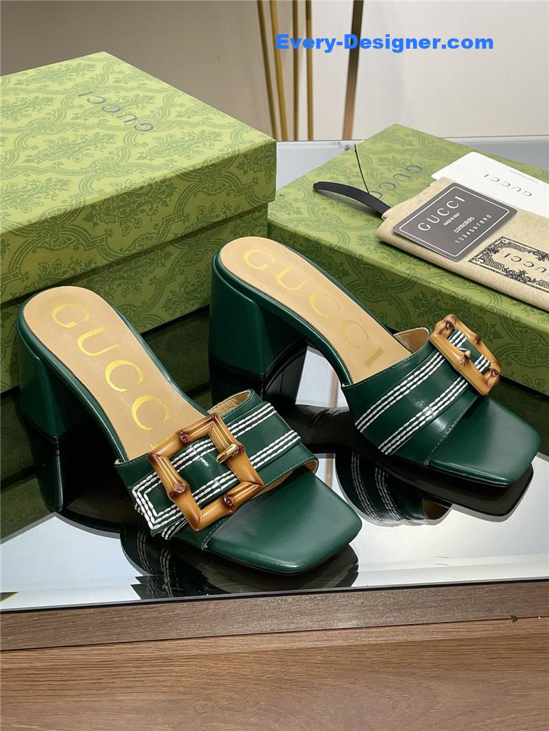 Gvc*1 chunky heel bamboo buckle sandals