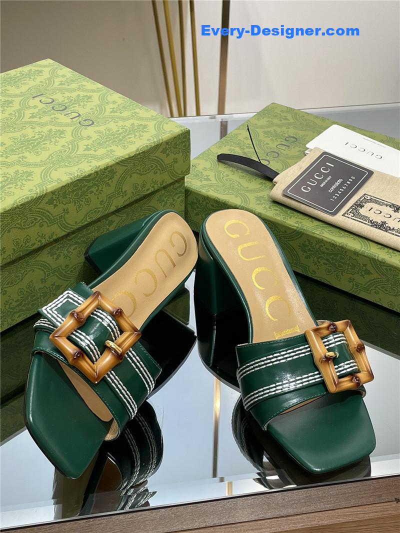 Gvc*1 chunky heel bamboo buckle sandals