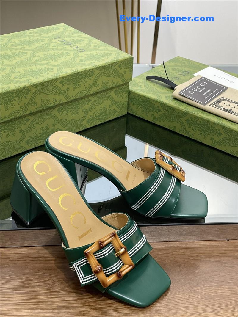 Gucci chunky heel bamboo buckle sandals