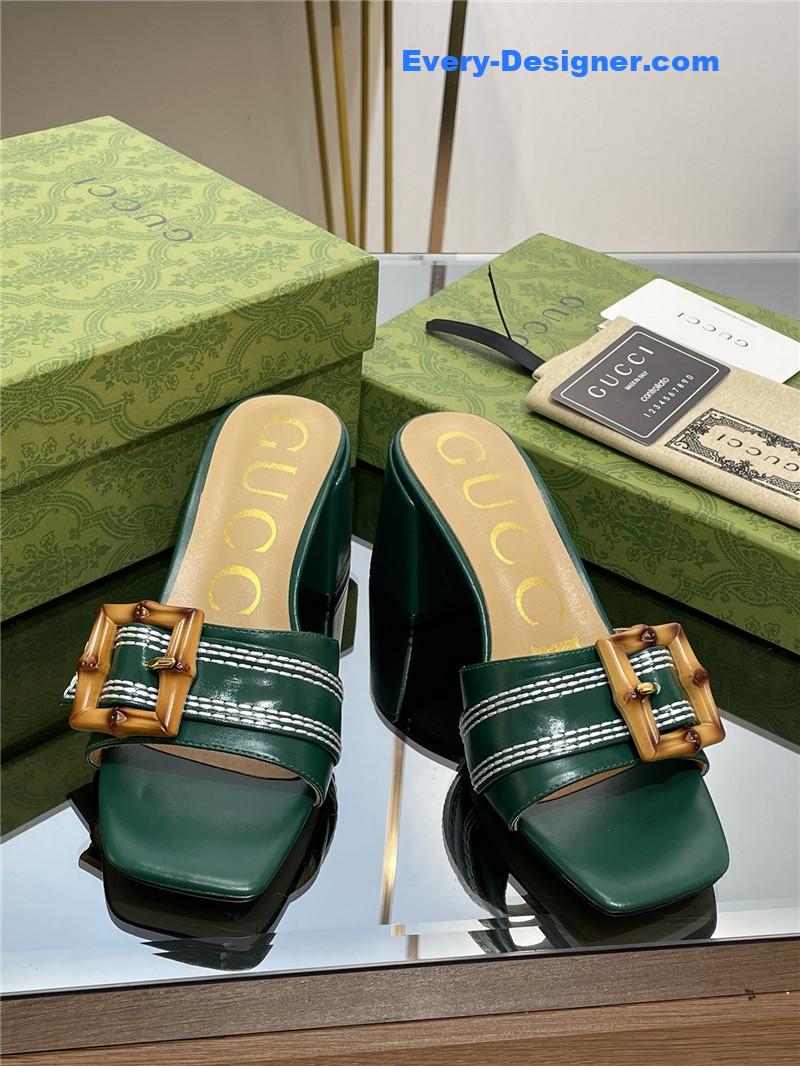 Gvc*1 chunky heel bamboo buckle sandals