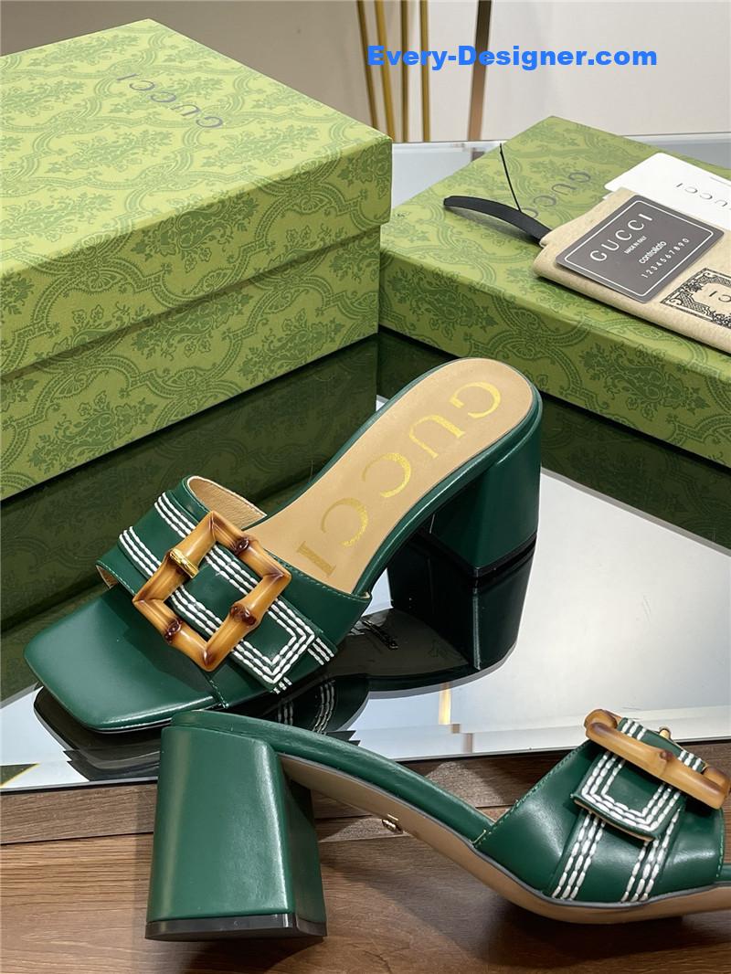 Gvc*1 chunky heel bamboo buckle sandals