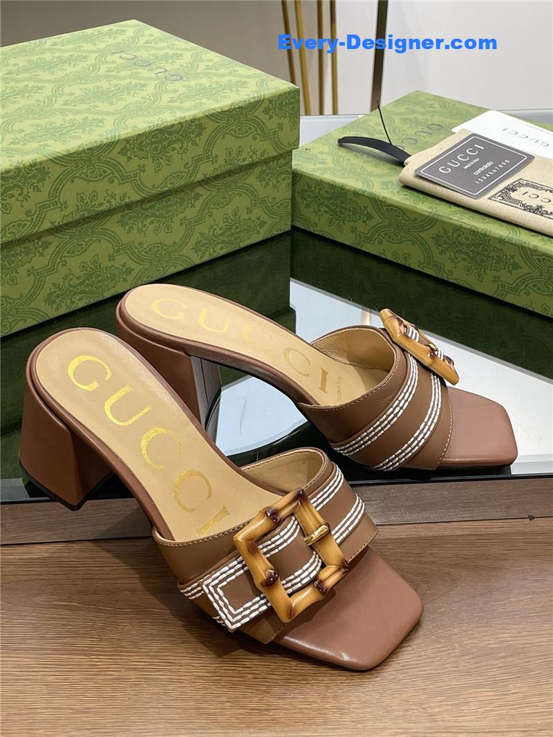 Gucci chunky heel bamboo buckle sandals