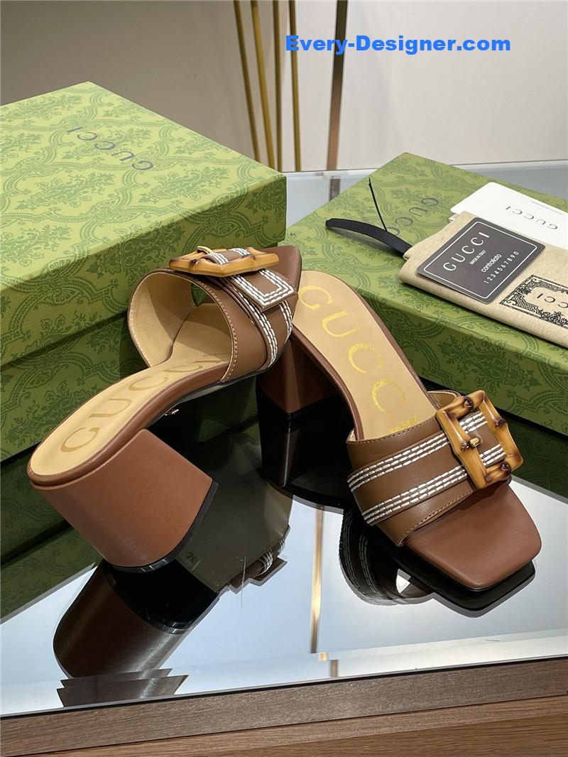 Gucci chunky heel bamboo buckle sandals
