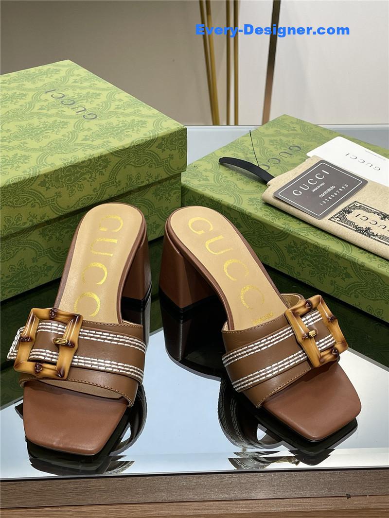 Gucci chunky heel bamboo buckle sandals