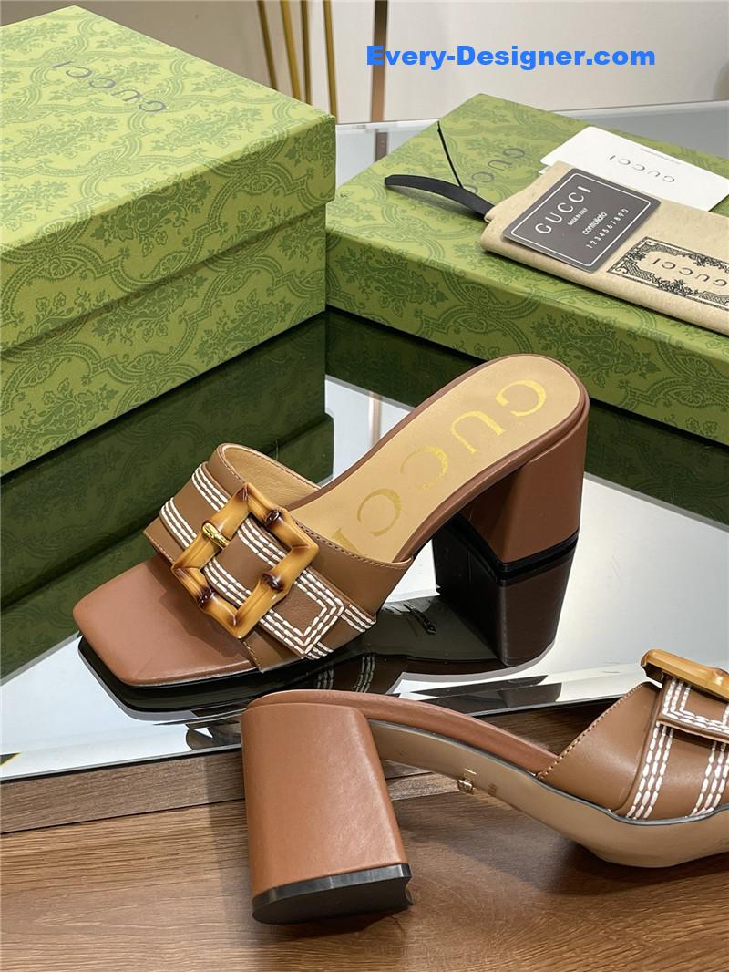 Gucci chunky heel bamboo buckle sandals