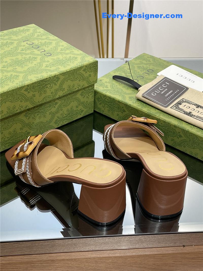 Gucci chunky heel bamboo buckle sandals