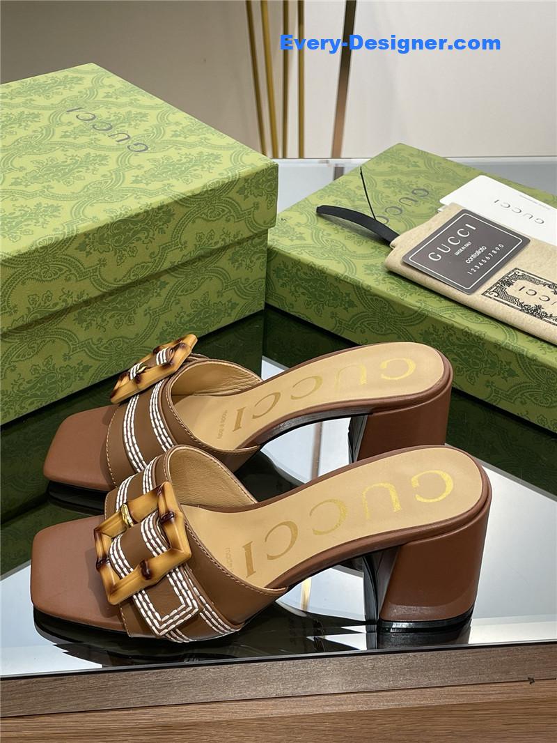 Gucci chunky heel bamboo buckle sandals
