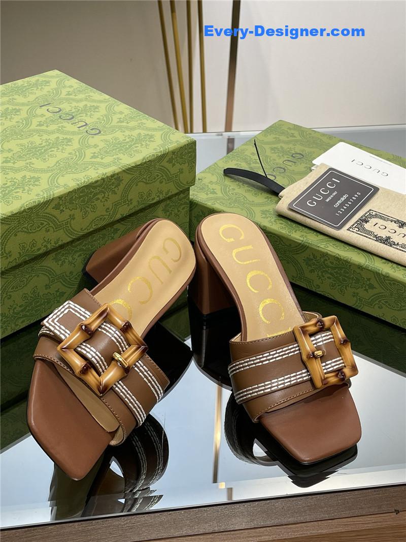 Gucci chunky heel bamboo buckle sandals