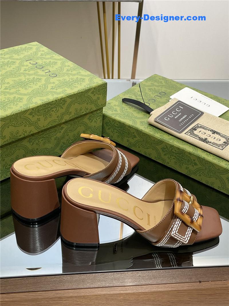 Gucci chunky heel bamboo buckle sandals