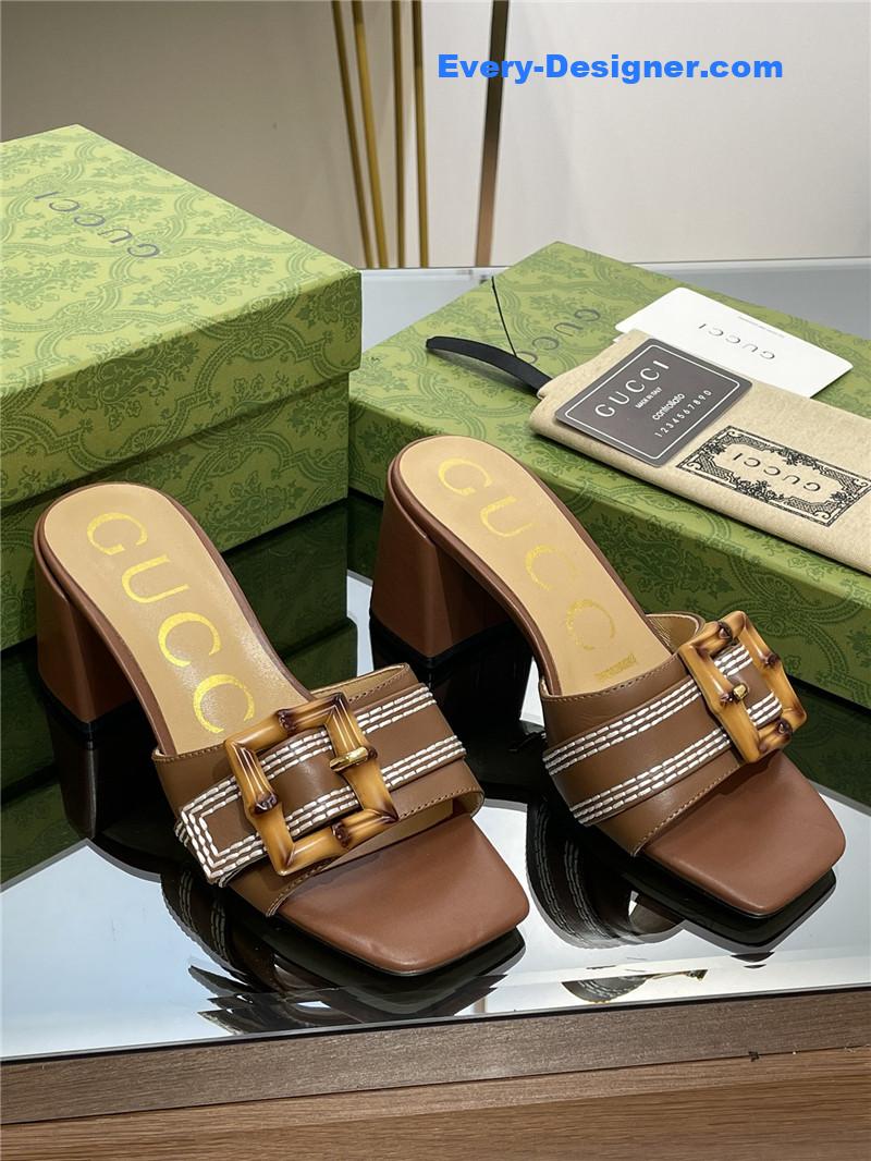 Gucci chunky heel bamboo buckle sandals