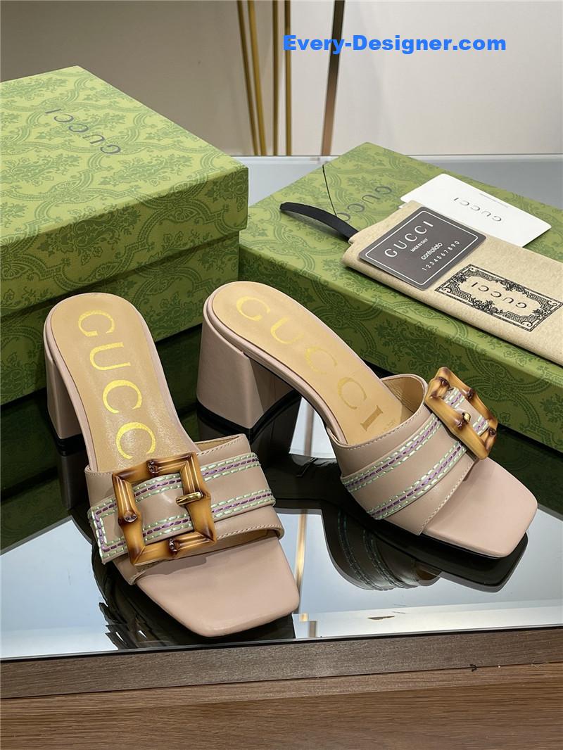 Gucci chunky heel bamboo buckle sandals