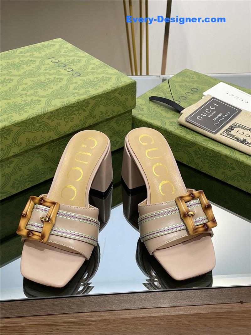 Gucci chunky heel bamboo buckle sandals