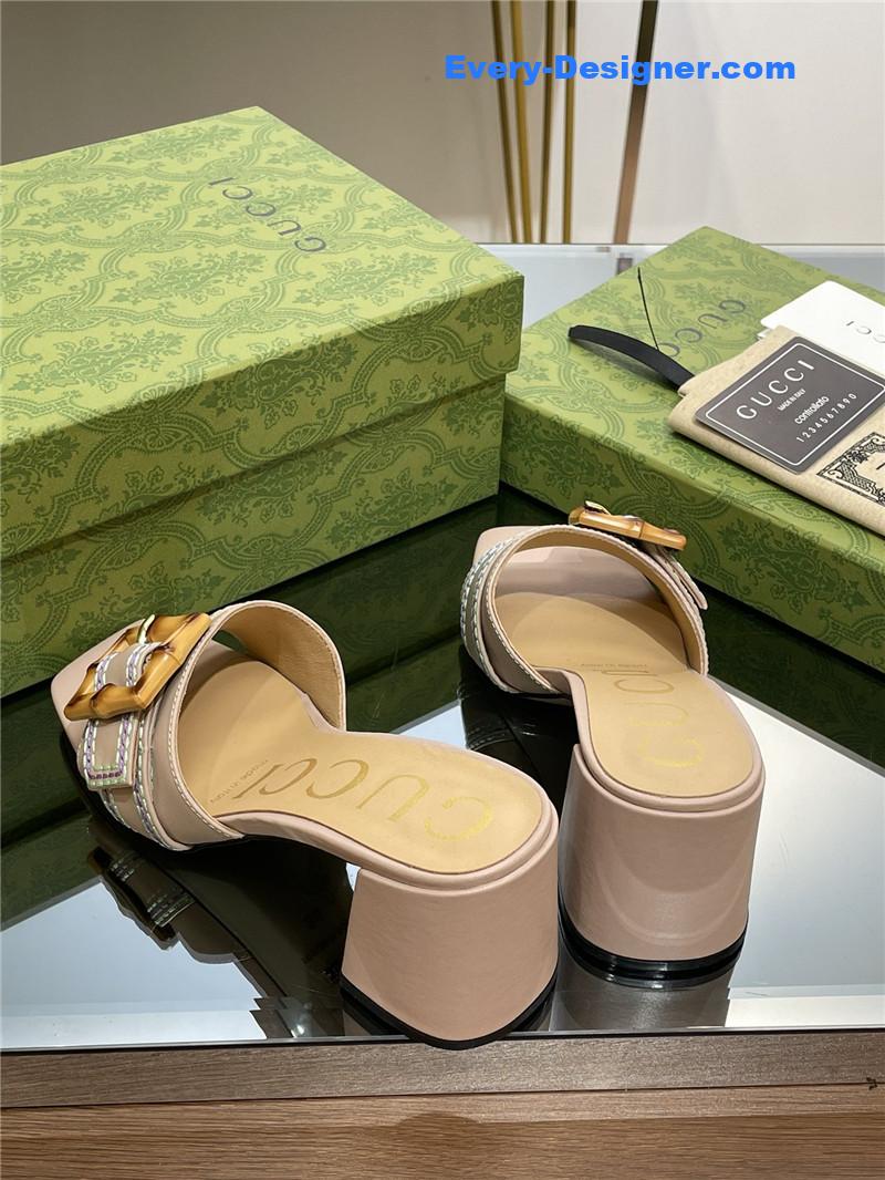 Gucci chunky heel bamboo buckle sandals