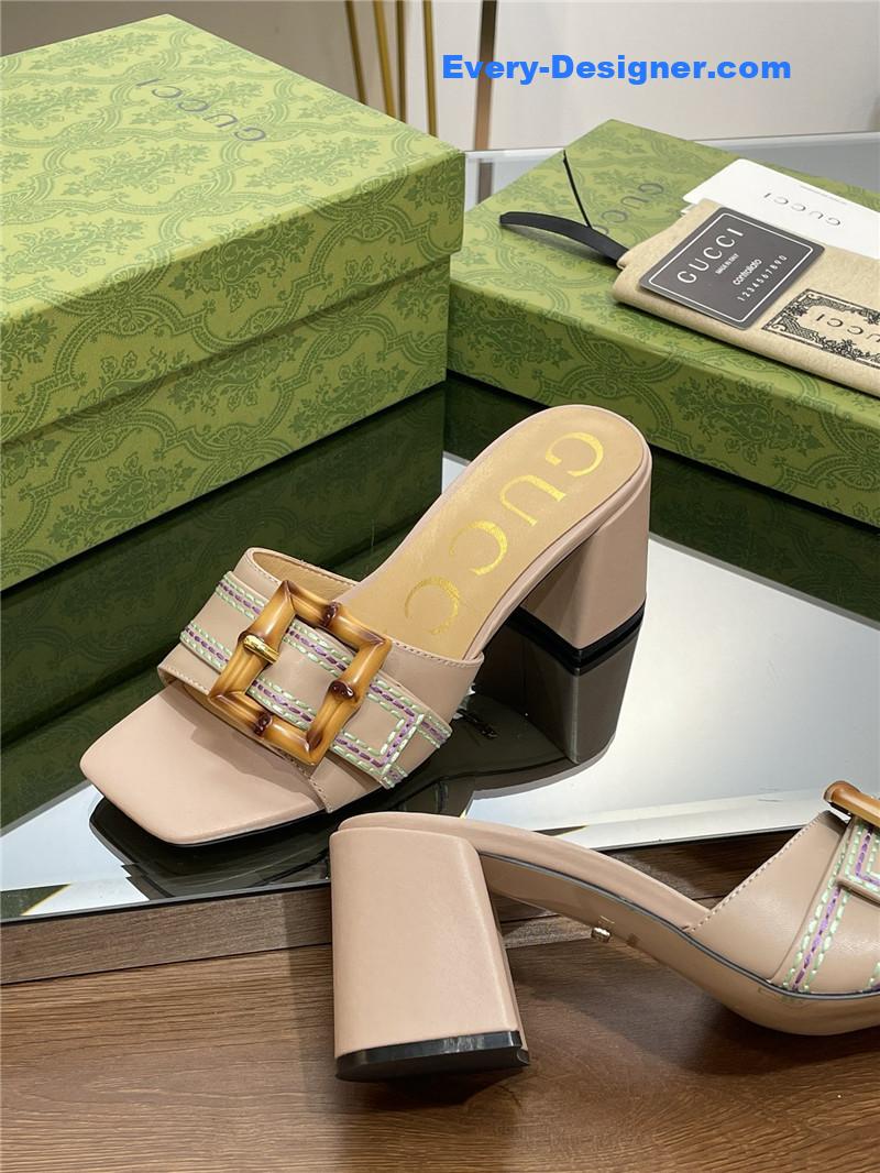 Gucci chunky heel bamboo buckle sandals