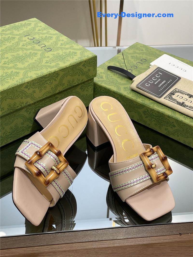Gucci chunky heel bamboo buckle sandals