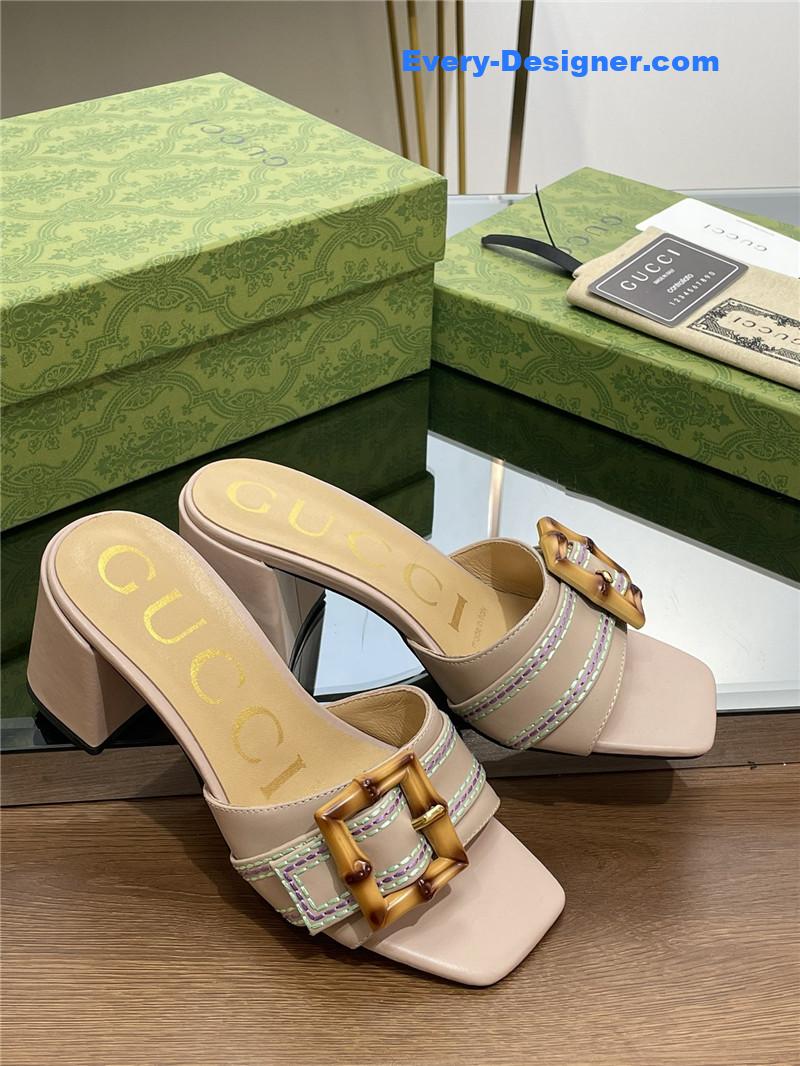Gucci chunky heel bamboo buckle sandals