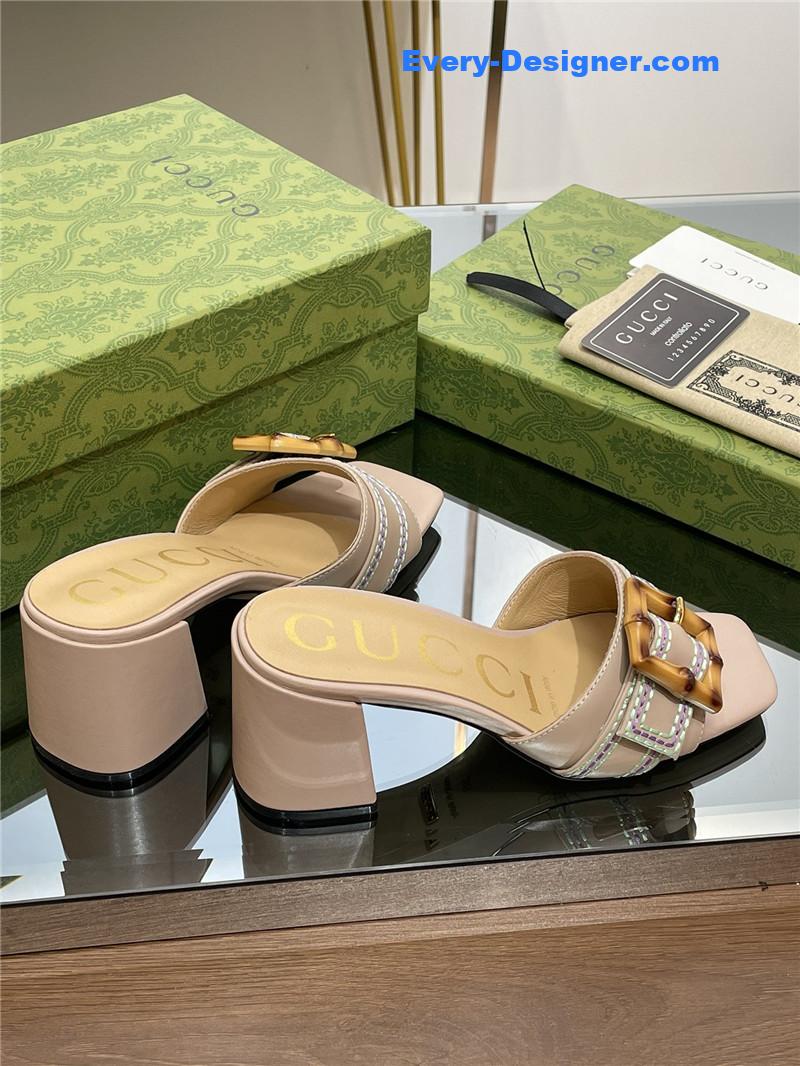 Gucci chunky heel bamboo buckle sandals