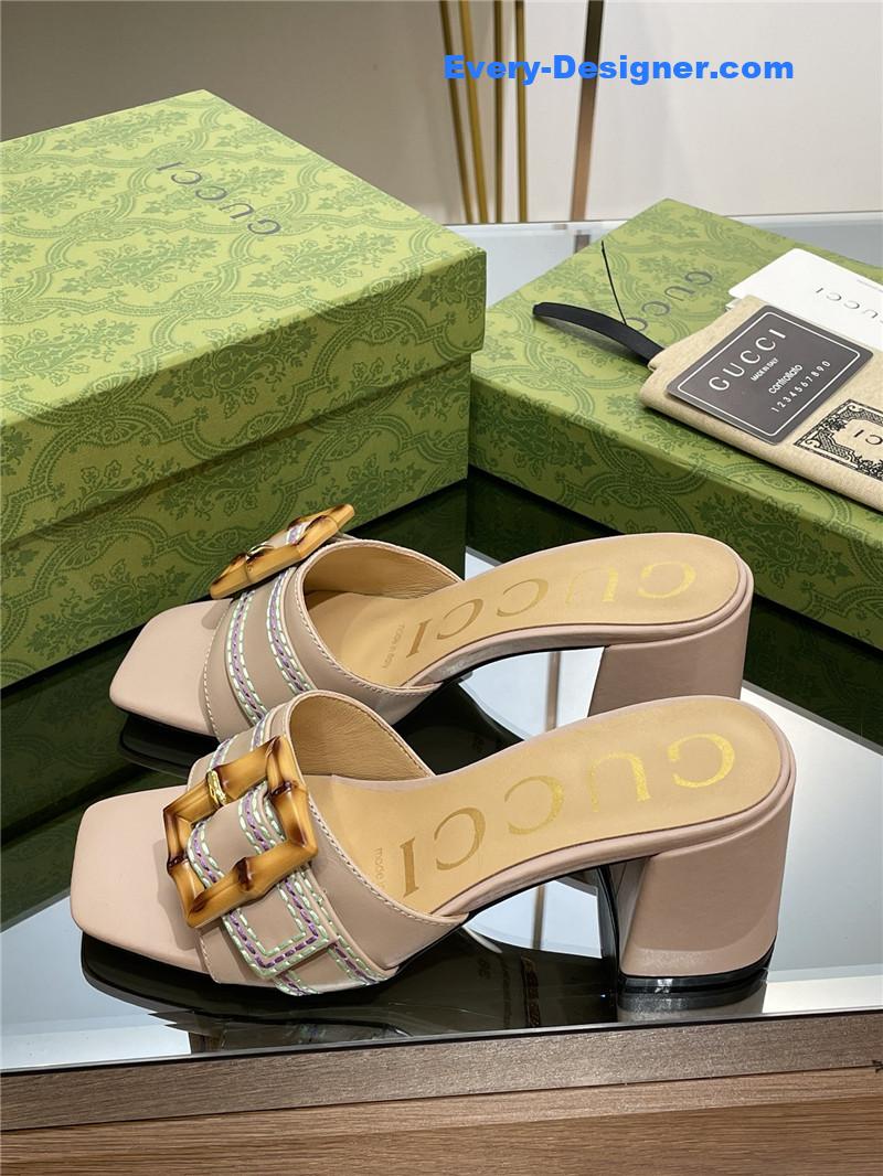 Gucci chunky heel bamboo buckle sandals
