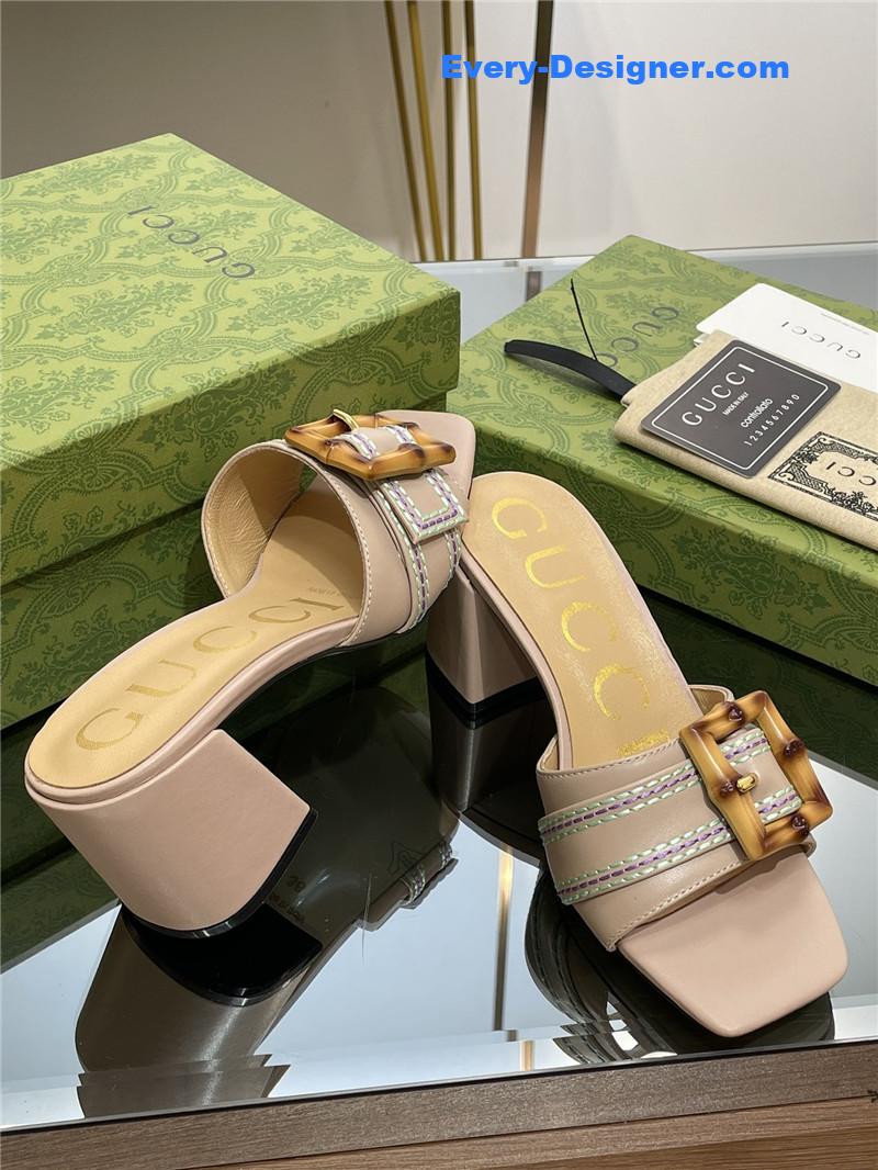 Gucci chunky heel bamboo buckle sandals