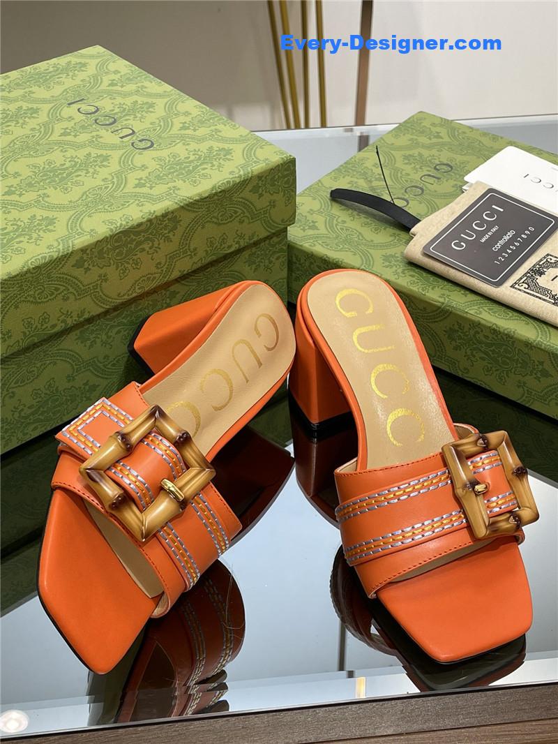 Gvc*1 chunky heel bamboo buckle sandals