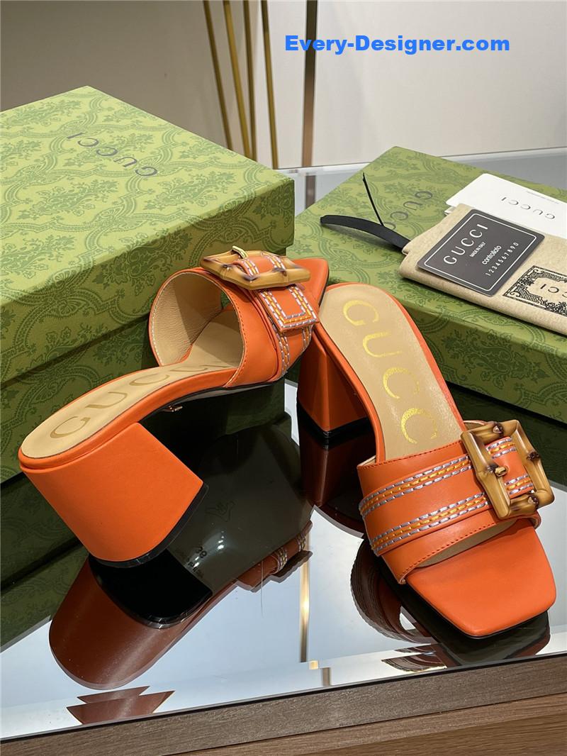 Gvc*1 chunky heel bamboo buckle sandals