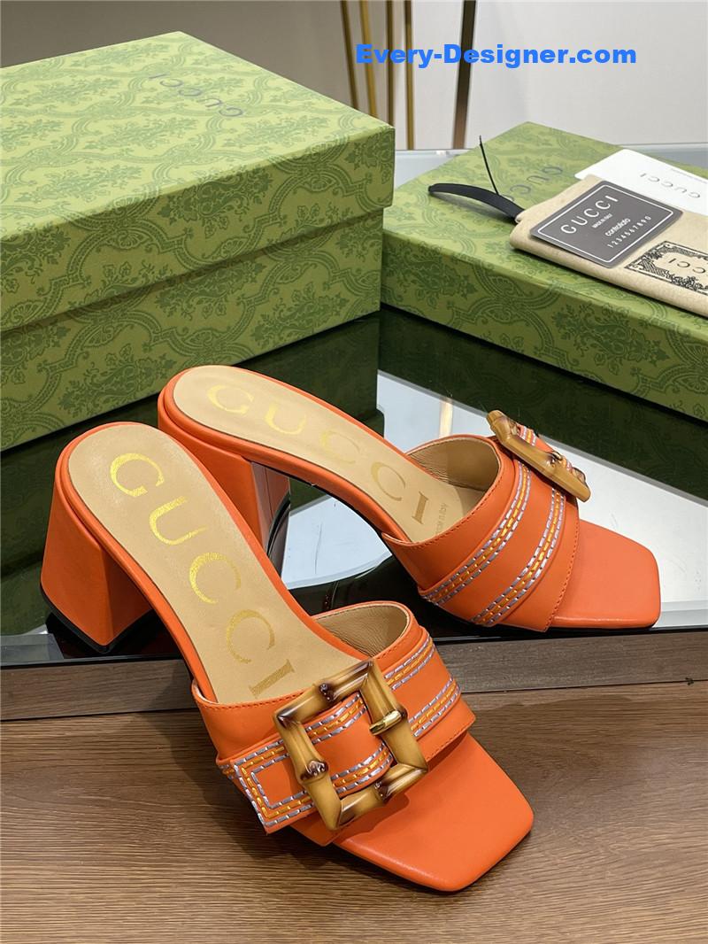 Gucci chunky heel bamboo buckle sandals