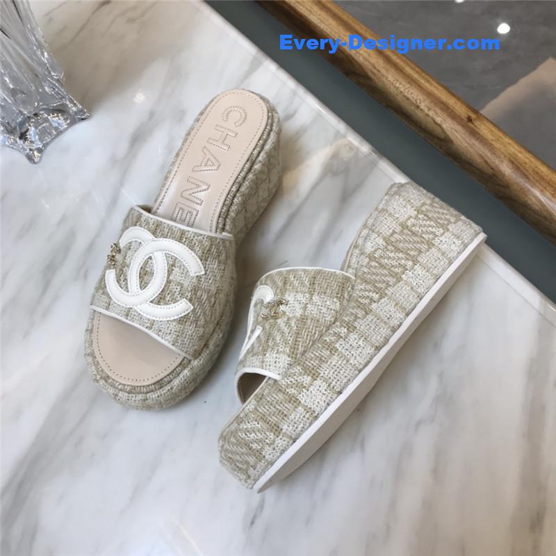 CC new large double C lazy platform slippers