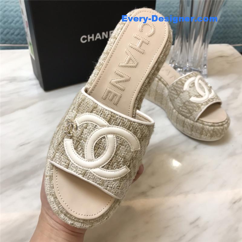 CC new large double C lazy platform slippers