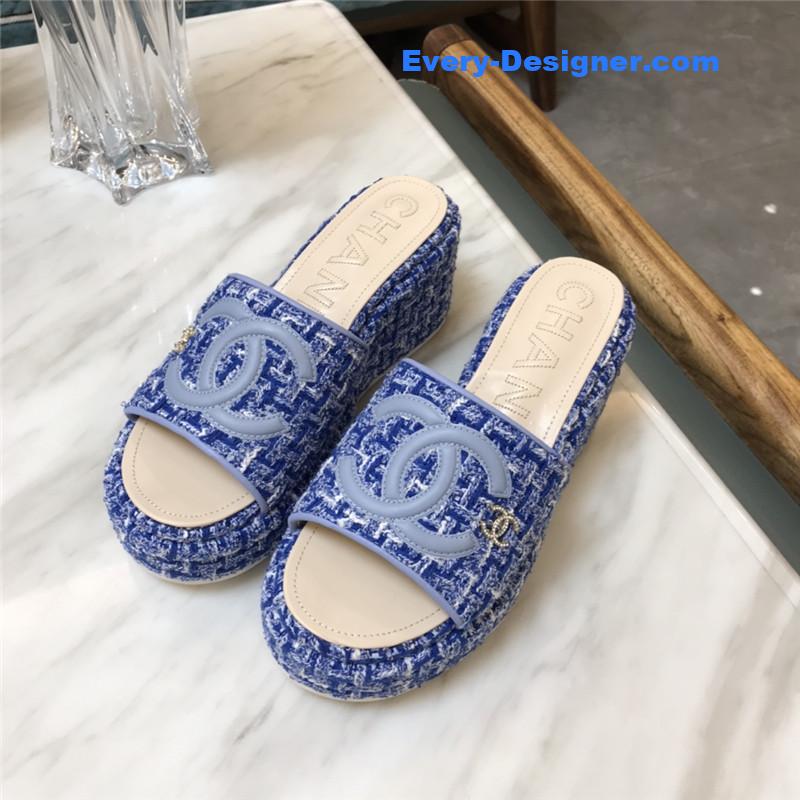CC new large double C lazy platform slippers