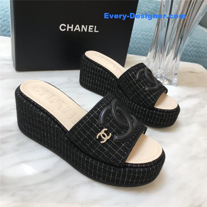 CC new large double C lazy platform slippers
