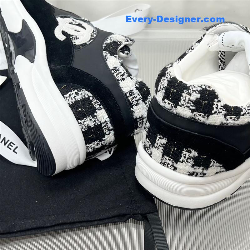 Chanel plaid wool mosaic sneakers