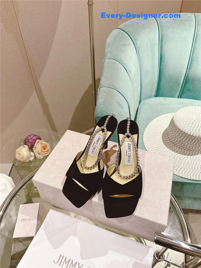 J1m*y Ch00 rhinestone chain heels