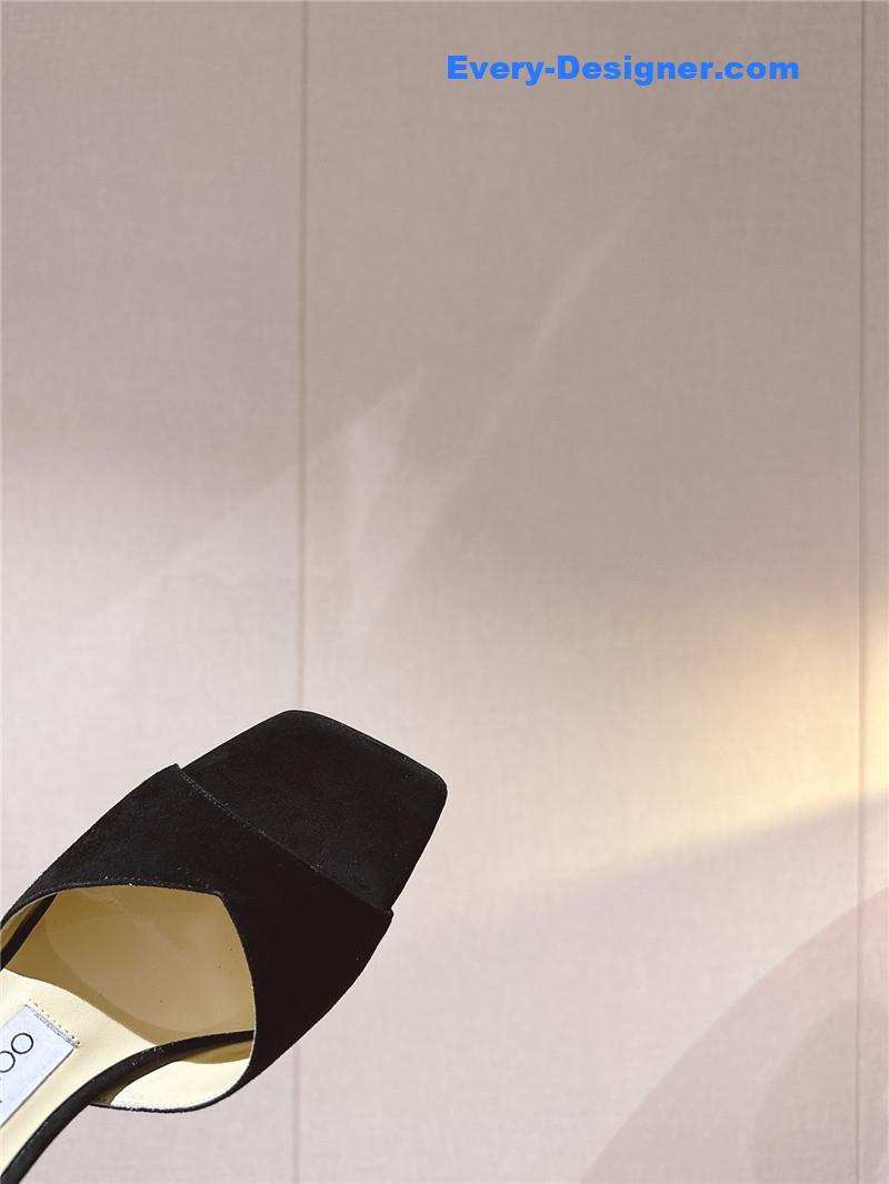 J1m*y Ch00 rhinestone chain heels