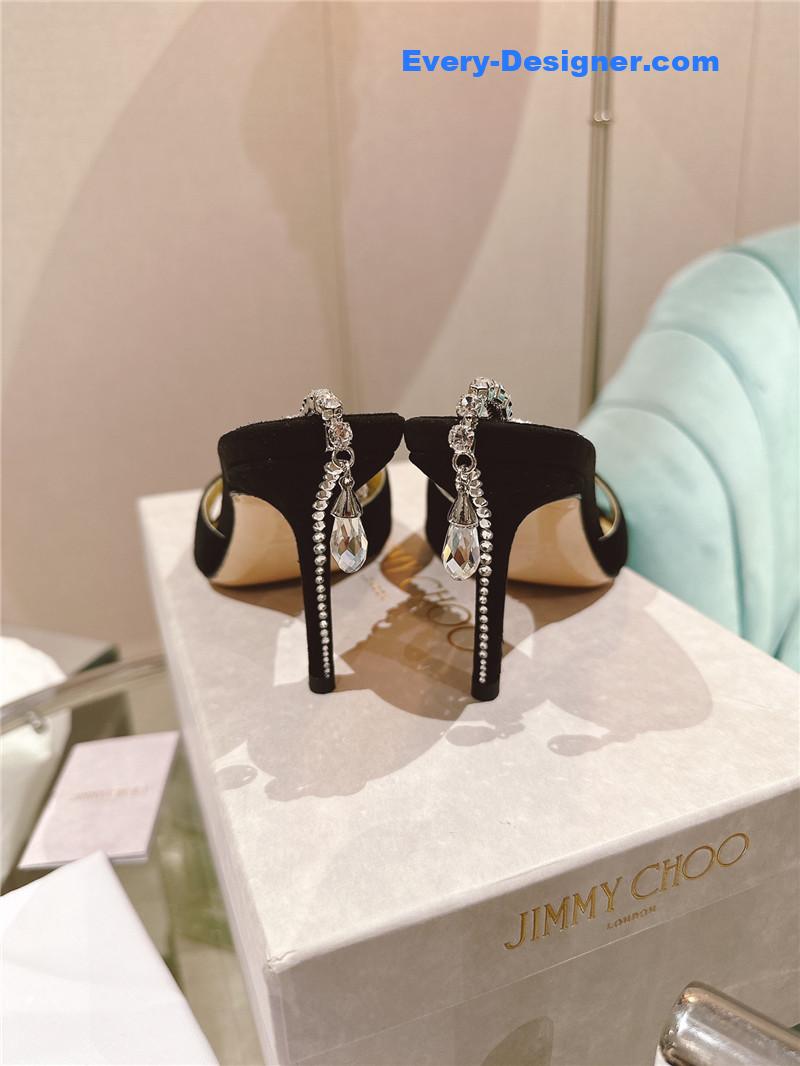 J1m*y Ch00 rhinestone chain heels