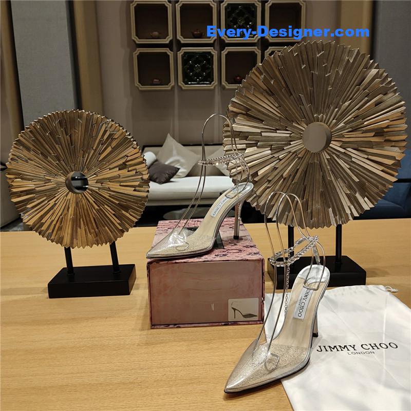 J1m*y Ch00 crystal chain heeled sandals