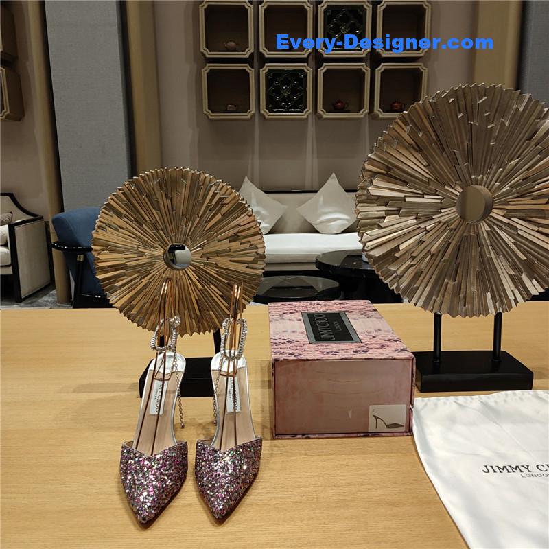 J1m*y Ch00 crystal chain heeled sandals