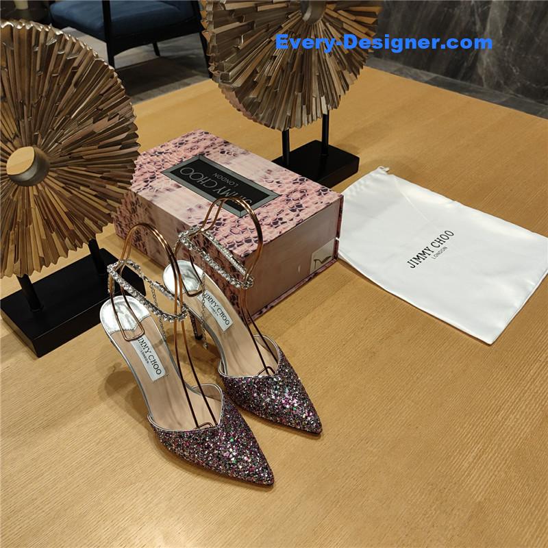 Jimmy Choo Crystal Chain Heeled Sandals