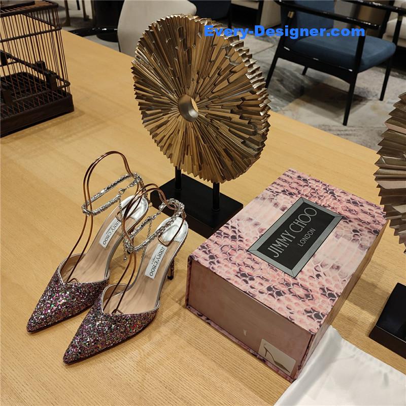 J1m*y Ch00 crystal chain heeled sandals