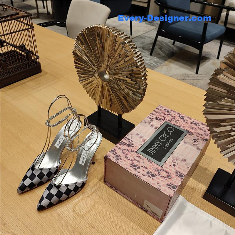 J1m*y Ch00 crystal chain heeled sandals