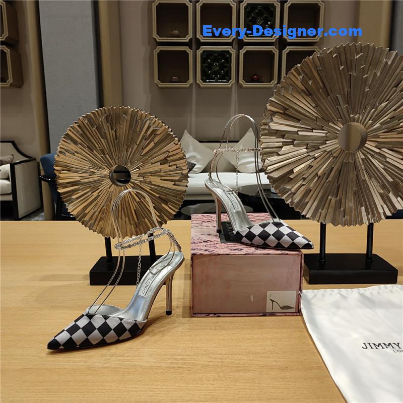 J1m*y Ch00 crystal chain heeled sandals