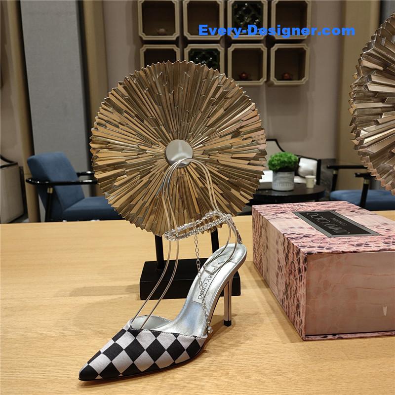 J1m*y Ch00 crystal chain heeled sandals