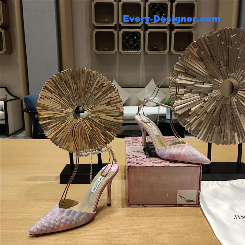 J1m*y Ch00 crystal chain heeled sandals