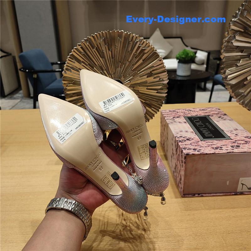 J1m*y Ch00 crystal chain heeled sandals