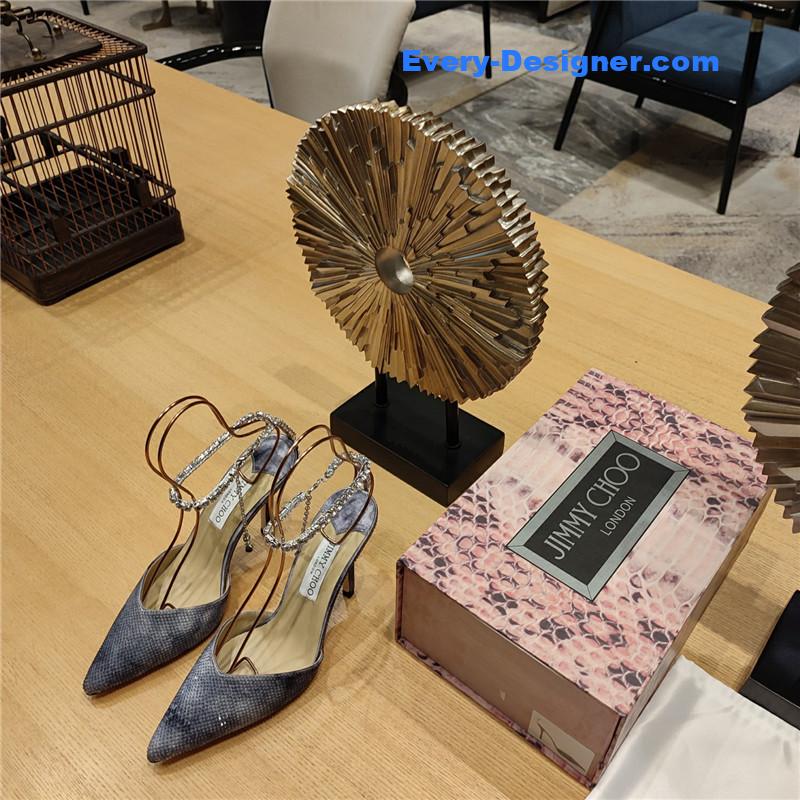 J1m*y Ch00 crystal chain heeled sandals