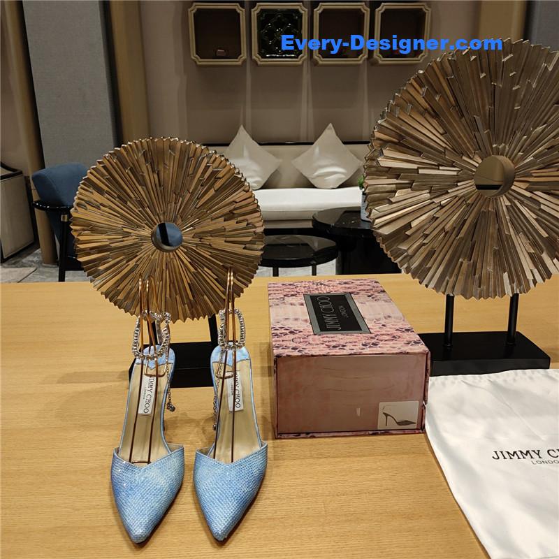 J1m*y Ch00 crystal chain heeled sandals