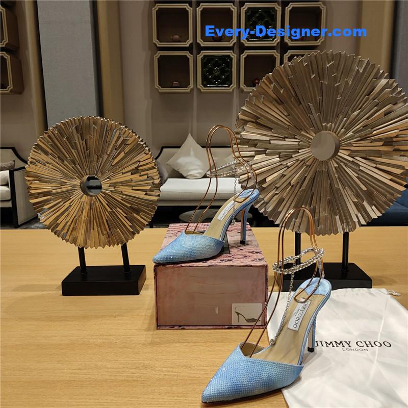 J1m*y Ch00 crystal chain heeled sandals