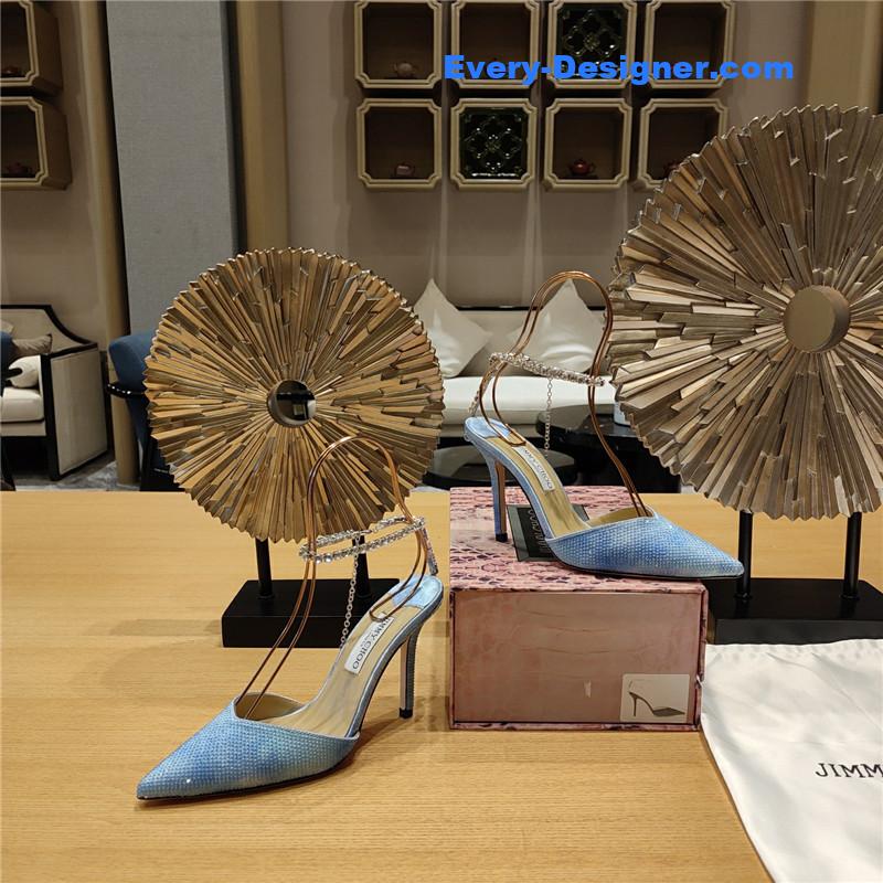 J1m*y Ch00 crystal chain heeled sandals