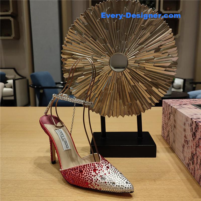 J1m*y Ch00 crystal chain heeled sandals